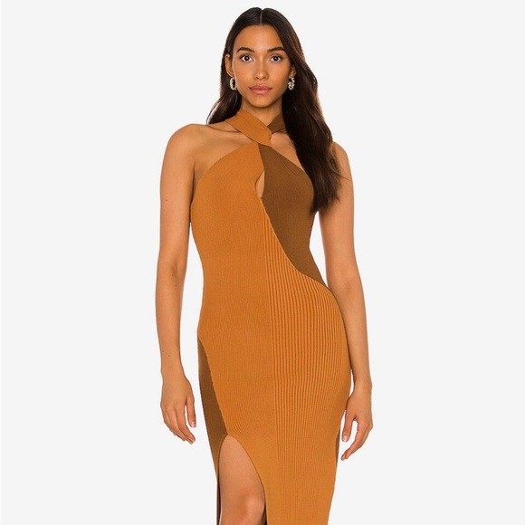 Nicholas Aegle Knict twist front halter midi dress for women - Picture 6 of 7